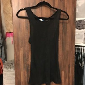 Distressed black tank top